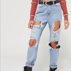 High waisted mom jeans light wash